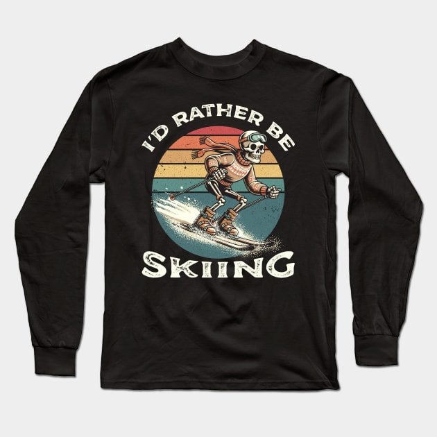 Skeleton Skiing Long Sleeve T-Shirt by Yopi